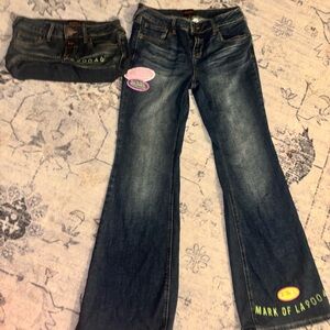 Von Dutch Dark Blue Flare Jeans and matching purse